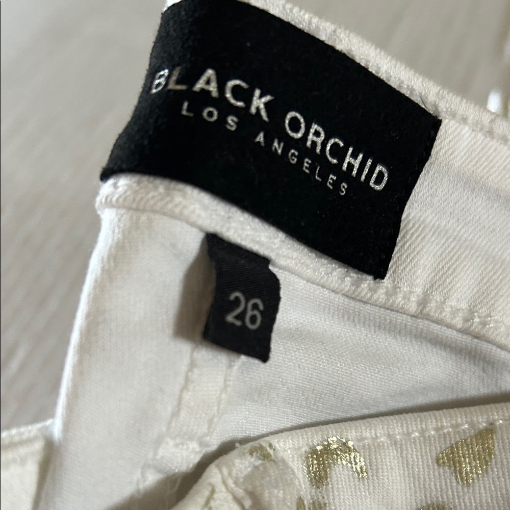 Black Orchid Denim White Leopard Print Skinny Jeans sz 26 - Picture 3 of 5